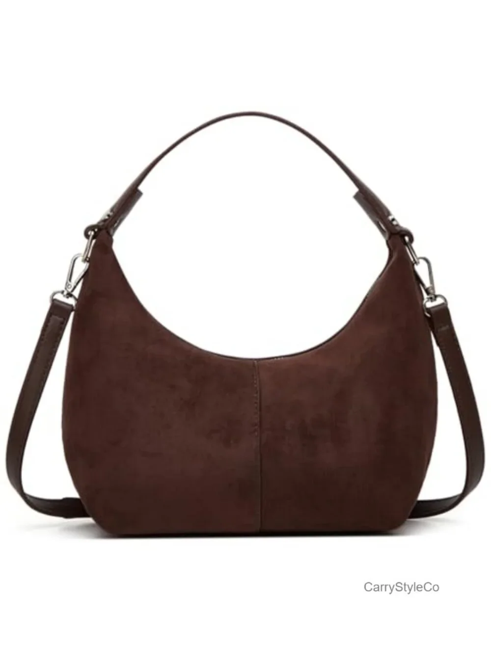 Suede Crescent Bag Retro Slouchy Shoulder Handbag Work Tote